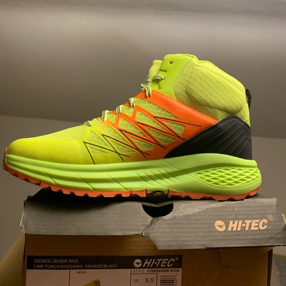 Hi-Tec Men's Lime/Orange High-Top Trail Sneaker